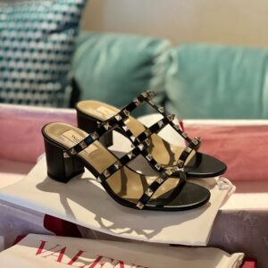 Valentino Rockstud Chunky Heels Black