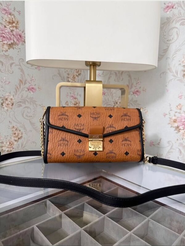 MCM Brown Crossbody Bag with Gold Chain