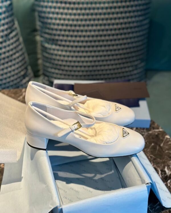 Prada Mary Jane White Heels 3.5 cm